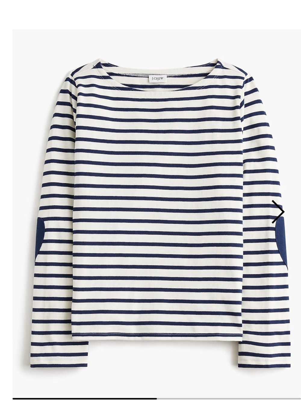 J.Crew NWT Boatneck Heart Elbow Patch Breton Navy White Coastal Top Small - Picture 3 of 11
